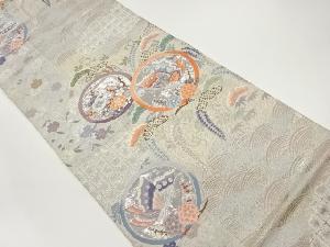 プラチナ二重箔九百綴秀洛花蝶文様織出し袋帯